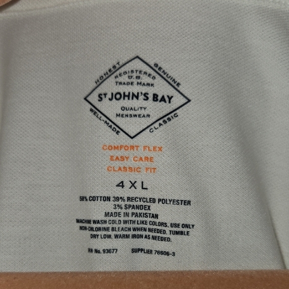 St. John's Bay Classic White Polo Shirt Essential Big And Tall 4XL - Picture 5 of 10